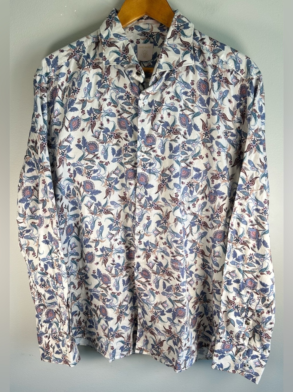 Rare Rabbit Lambo Paisley Floral Cotton Button Down Shirt Size XL Cotton EUC